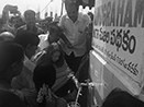 Opening water tap after installing drinking water for poor villagers